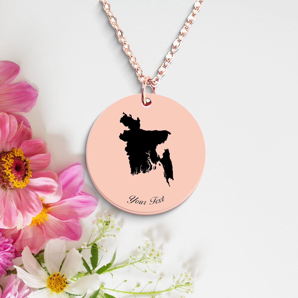 Bangladesh Country Map Necklace, Your Name Necklace, Minimalist Necklace, Personalized Gift, Silver Necklace, Gift For Him Her