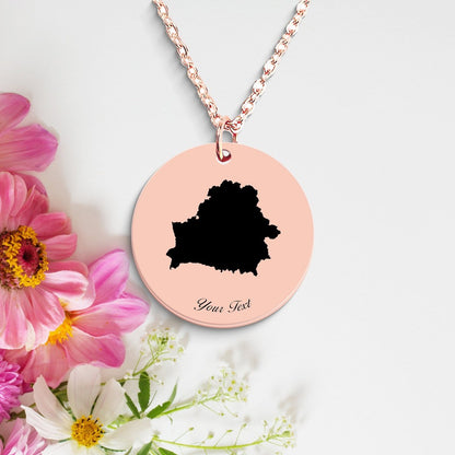 Belarus Country Map Necklace, Your Name Necklace, Minimalist Necklace, Personalized Gift, Silver Necklace, Gift For Him Her