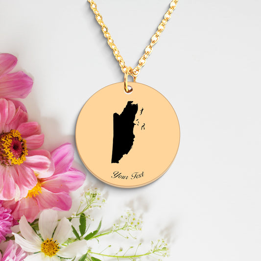 Belize Country Map Necklace, Your Name Necklace, Minimalist Necklace, Personalized Gift, Silver Necklace, Gift For Him Her