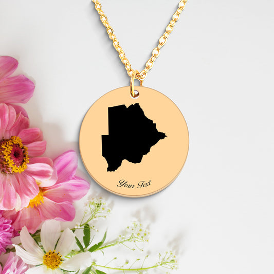 Botswana Country Map Necklace, Your Name Necklace, Minimalist Necklace, Personalized Gift, Silver Necklace, Gift For Him Her