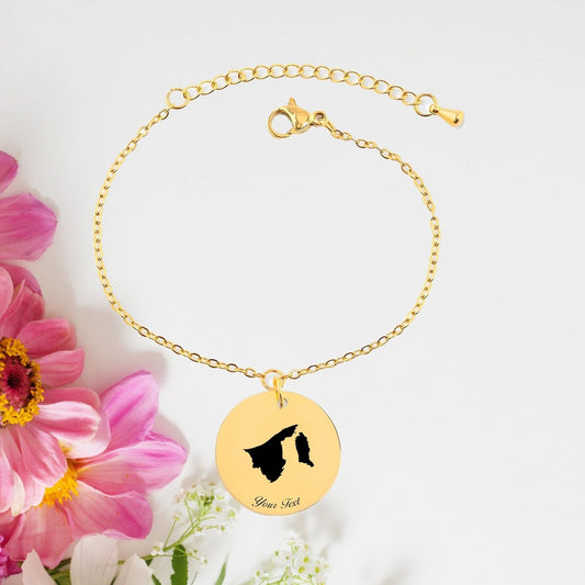 Brunei Country Map Bracelet, Your Name Bracelet, Minimalist Bracelet, Personalized Gift, 14K Gold Bracelet, Gift For Him Her