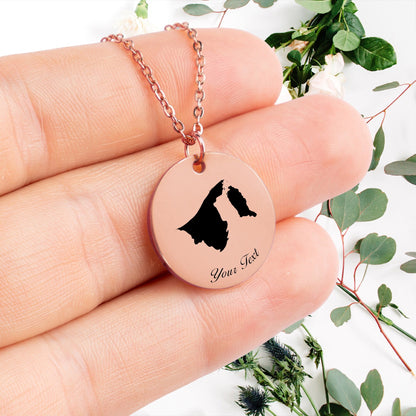 Brunei Country Map Necklace, Your Name Necklace, Minimalist Necklace, Personalized Gift, Silver Necklace, Gift For Him Her
