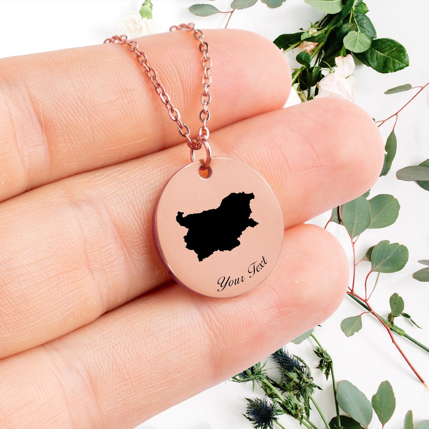 Bulgaria Country Map Necklace, Your Name Necklace, Minimalist Necklace, Personalized Gift, Silver Necklace, Gift For Him Her