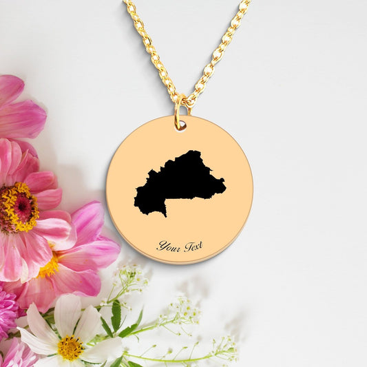 Burkina Faso Country Map Necklace, Your Name Necklace, Minimalist Necklace, Personalized Gift, Silver Necklace, Gift For Him Her