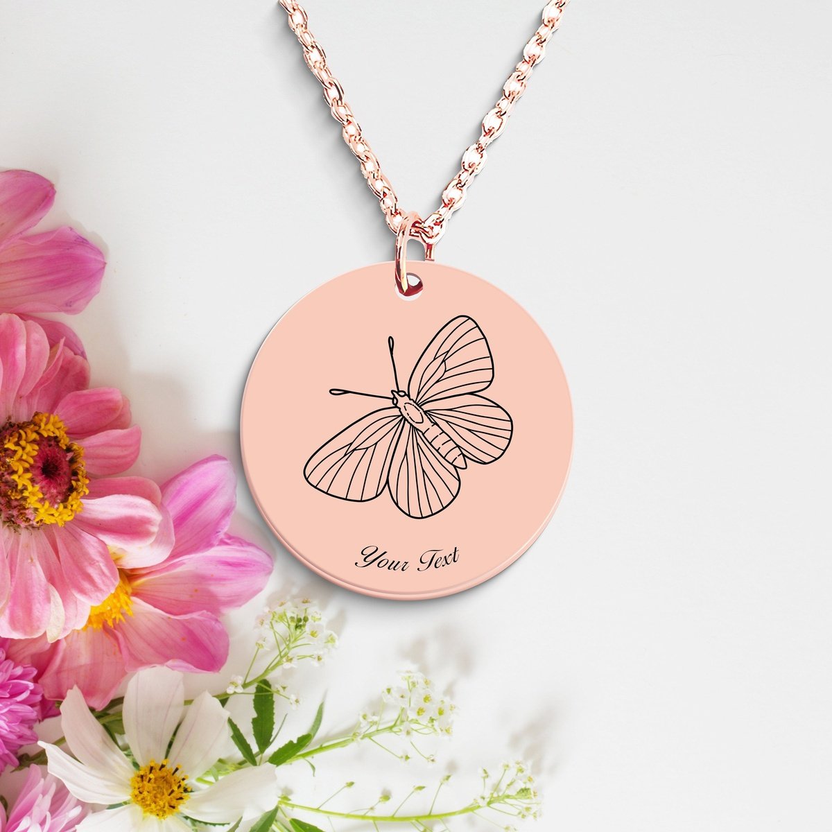 Butterfly 14k Gold Necklace, Your Name Necklace, Minimalist Necklace, Personalized Gift, Silver Necklace, Gift For Him Her