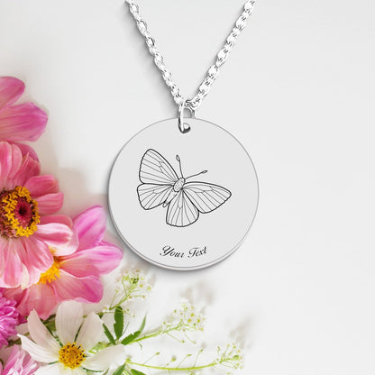 Butterfly 14k Gold Necklace, Your Name Necklace, Minimalist Necklace, Personalized Gift, Silver Necklace, Gift For Him Her