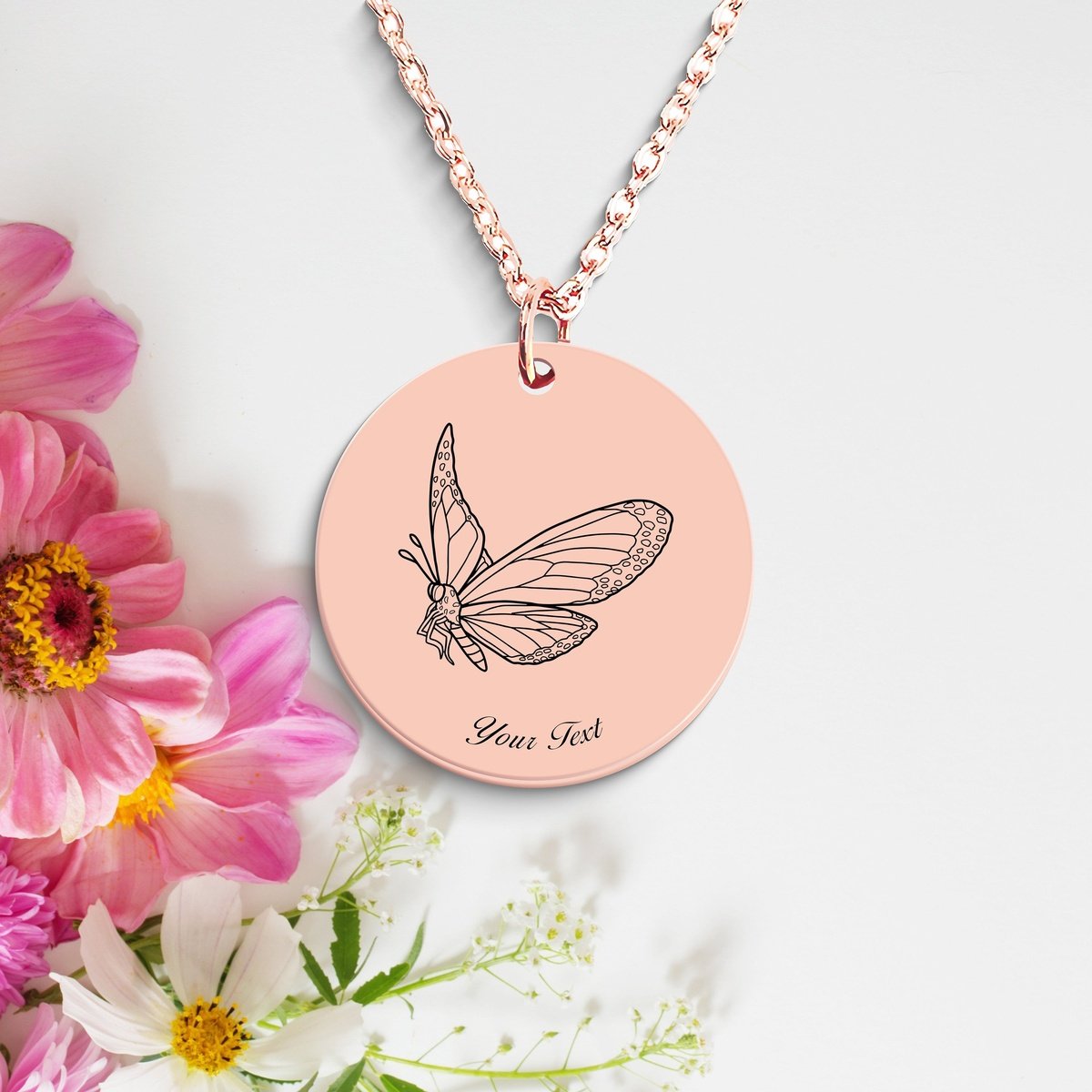 Butterfly 14k Gold Necklace, Your Name Necklace, Minimalist Necklace, Personalized Gift, Silver Necklace, Gift For Him Her