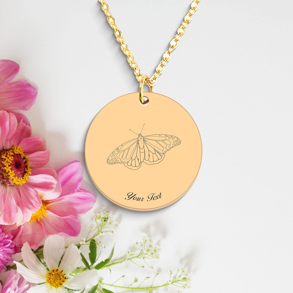 Butterfly 14k Gold Necklace, Your Name Necklace, Minimalist Necklace, Personalized Gift, Silver Necklace, Gift For Him Her