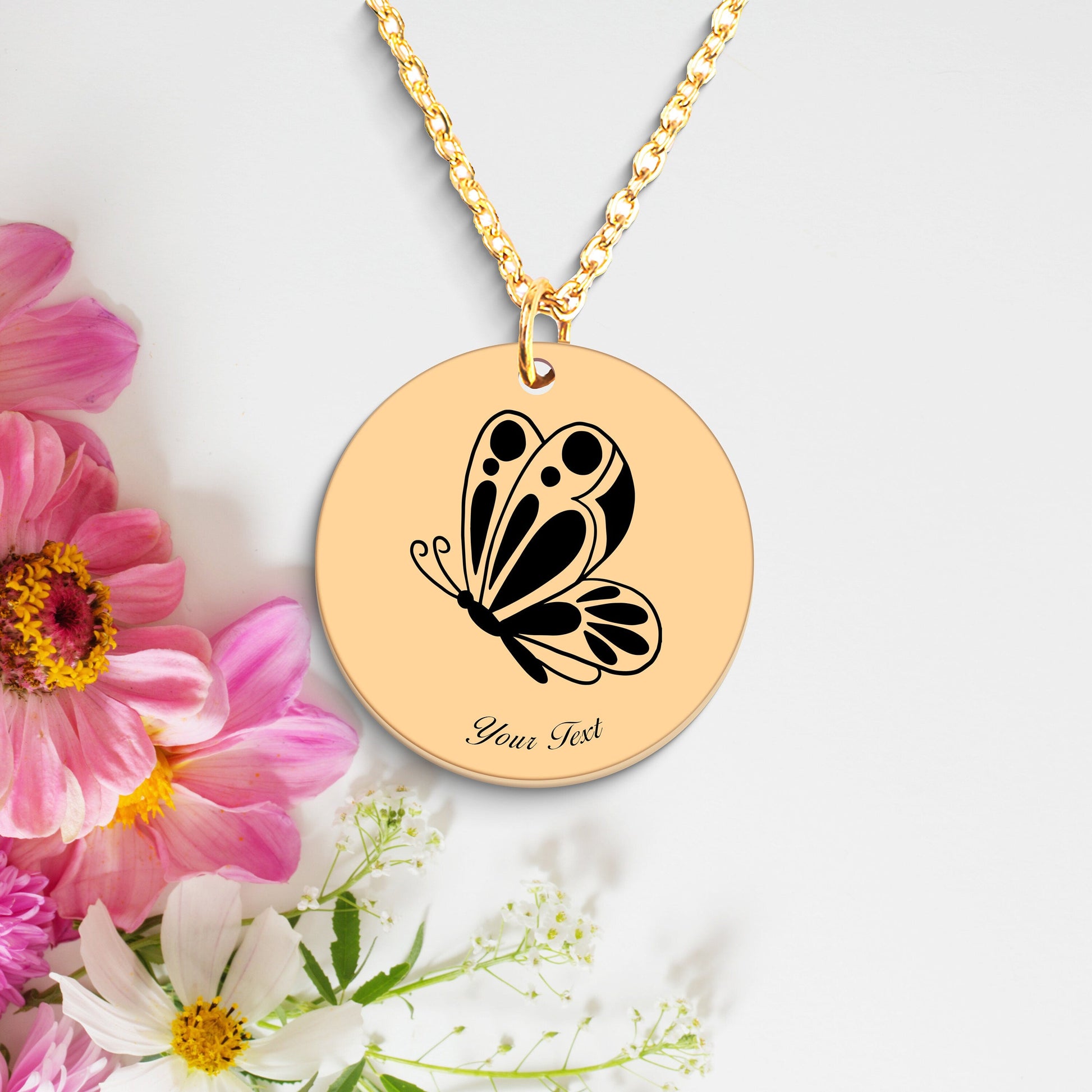 Butterfly 14k Gold Necklace, Your Name Necklace, Minimalist Necklace, Personalized Gift, Silver Necklace, Gift For Him Her