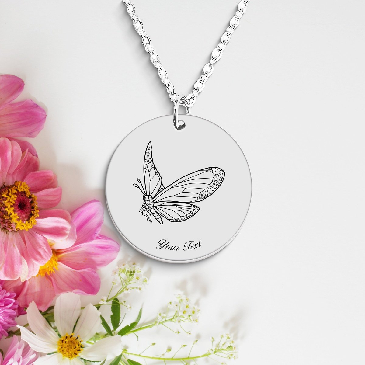 Butterfly 14k Gold Necklace, Your Name Necklace, Minimalist Necklace, Personalized Gift, Silver Necklace, Gift For Him Her