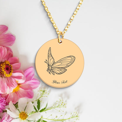 Butterfly 14k Gold Necklace, Your Name Necklace, Minimalist Necklace, Personalized Gift, Silver Necklace, Gift For Him Her