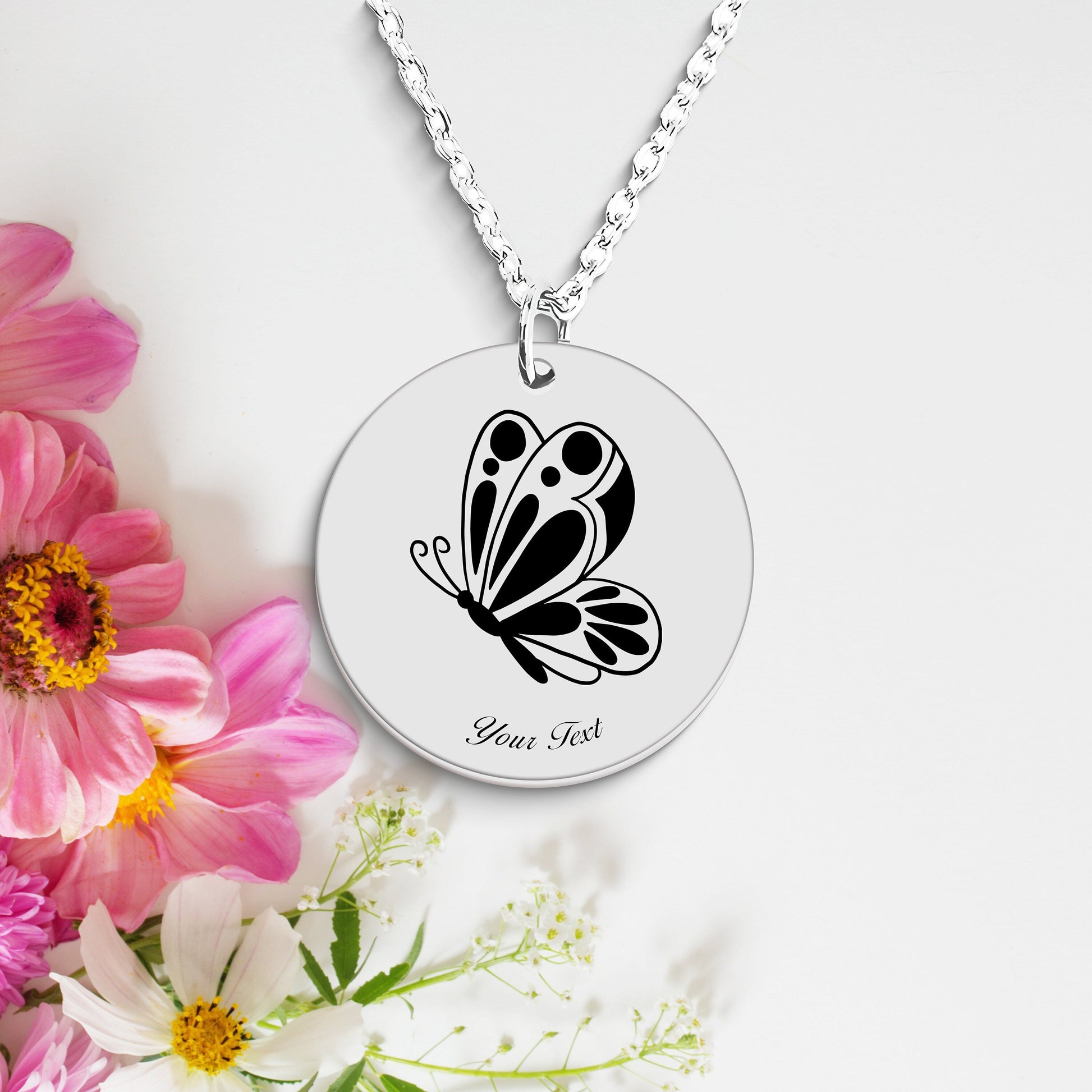 Butterfly 14k Gold Necklace, Your Name Necklace, Minimalist Necklace, Personalized Gift, Silver Necklace, Gift For Him Her
