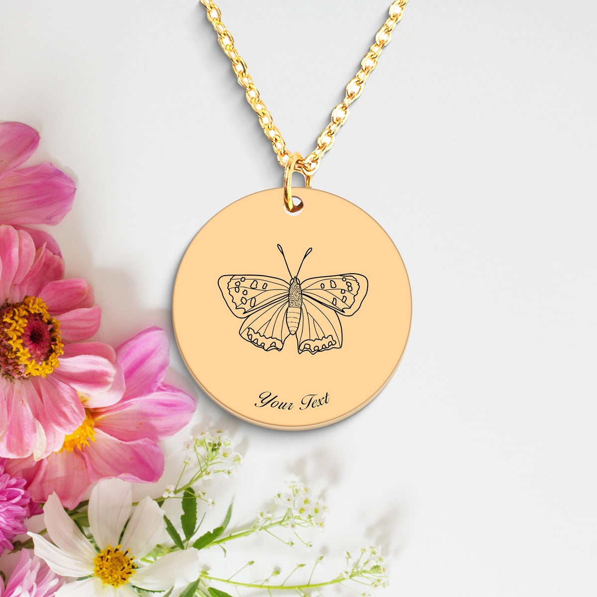 Butterfly 14k Gold Necklace, Your Name Necklace, Minimalist Necklace, Personalized Gift, Silver Necklace, Gift For Him Her