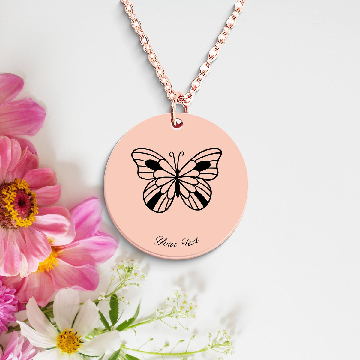 Butterfly 14k Gold Necklace, Your Name Necklace, Minimalist Necklace, Personalized Gift, Silver Necklace, Gift For Him Her
