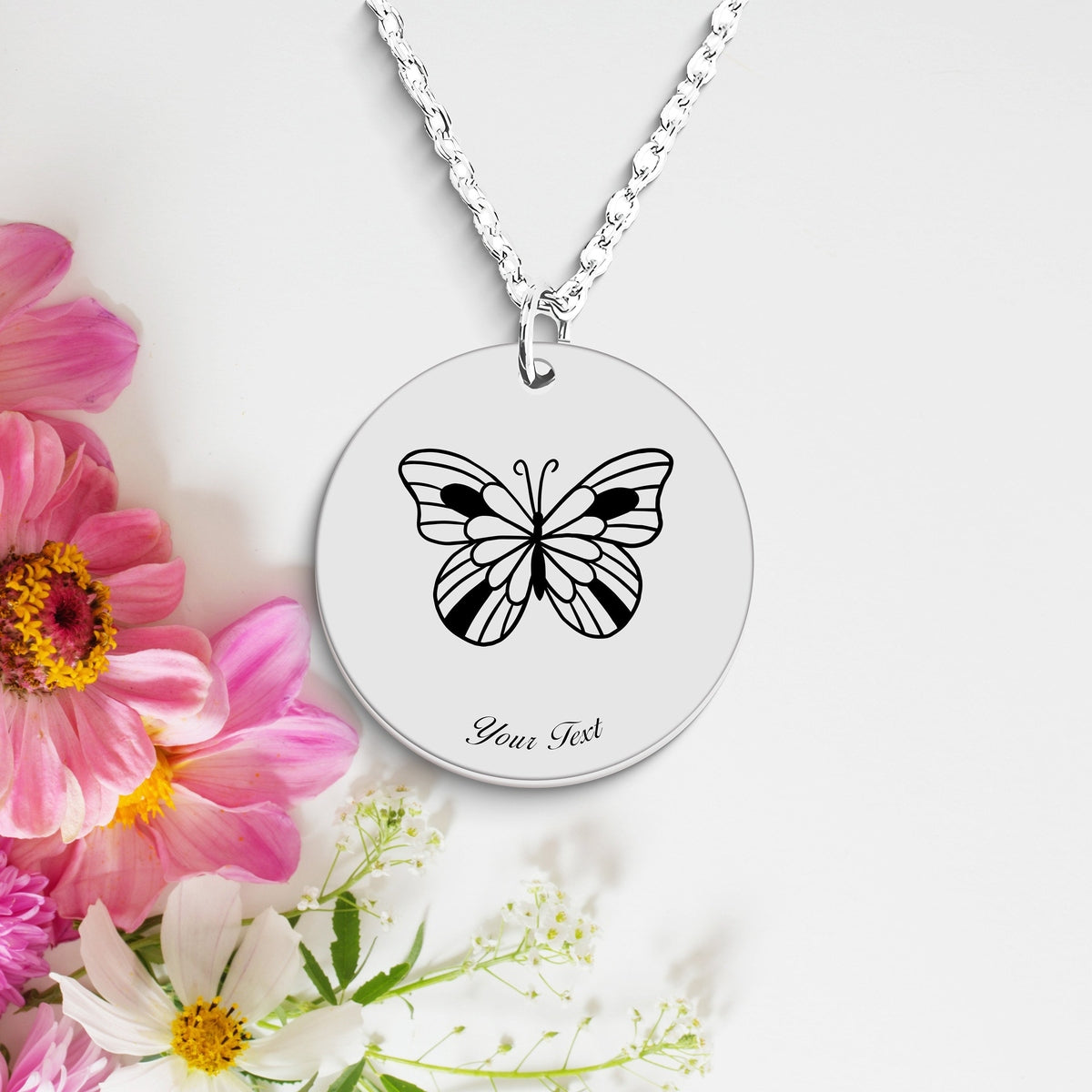 Butterfly 14k Gold Necklace, Your Name Necklace, Minimalist Necklace, Personalized Gift, Silver Necklace, Gift For Him Her
