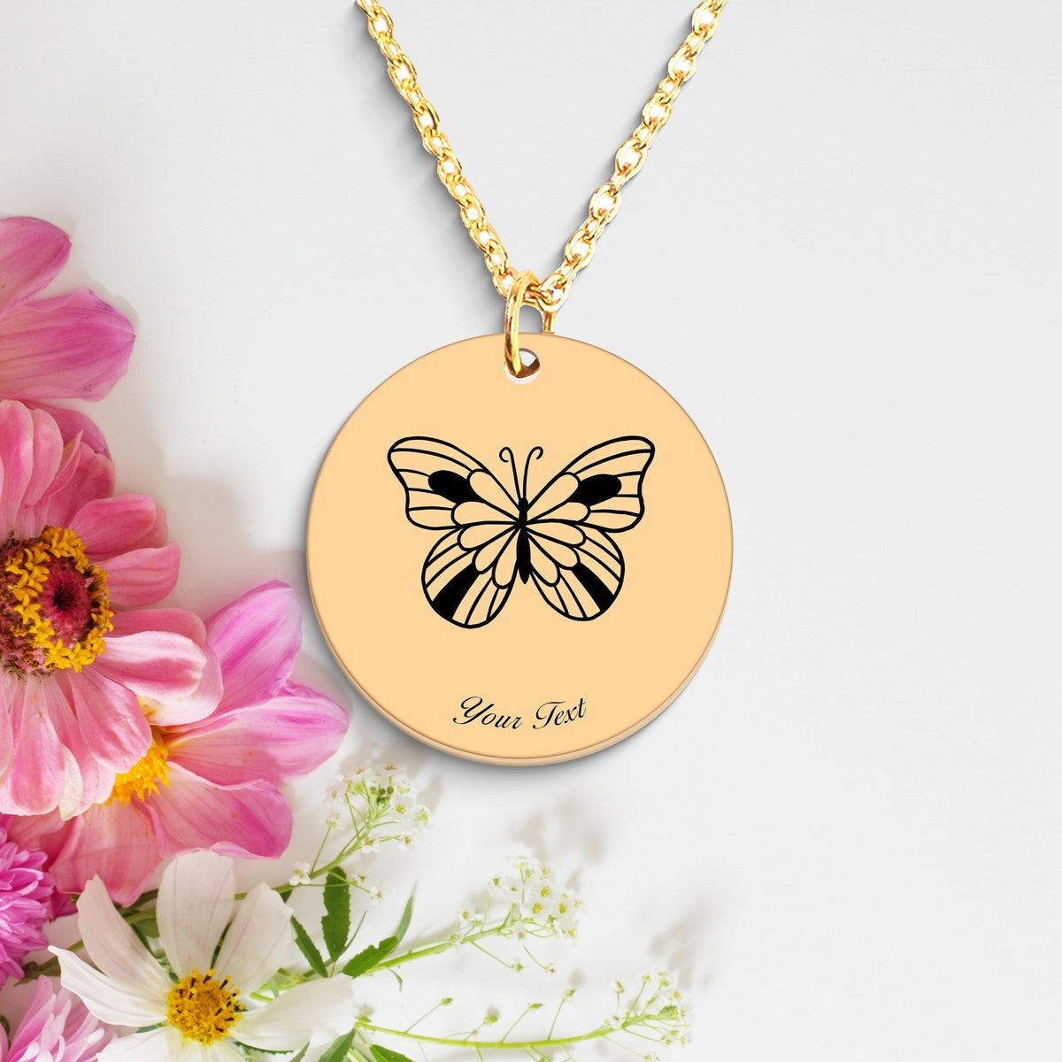 Butterfly 14k Gold Necklace, Your Name Necklace, Minimalist Necklace, Personalized Gift, Silver Necklace, Gift For Him Her