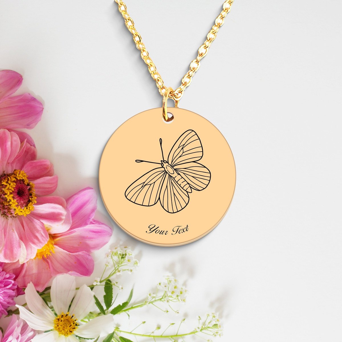 Butterfly 14k Gold Necklace, Your Name Necklace, Minimalist Necklace, Personalized Gift, Silver Necklace, Gift For Him Her