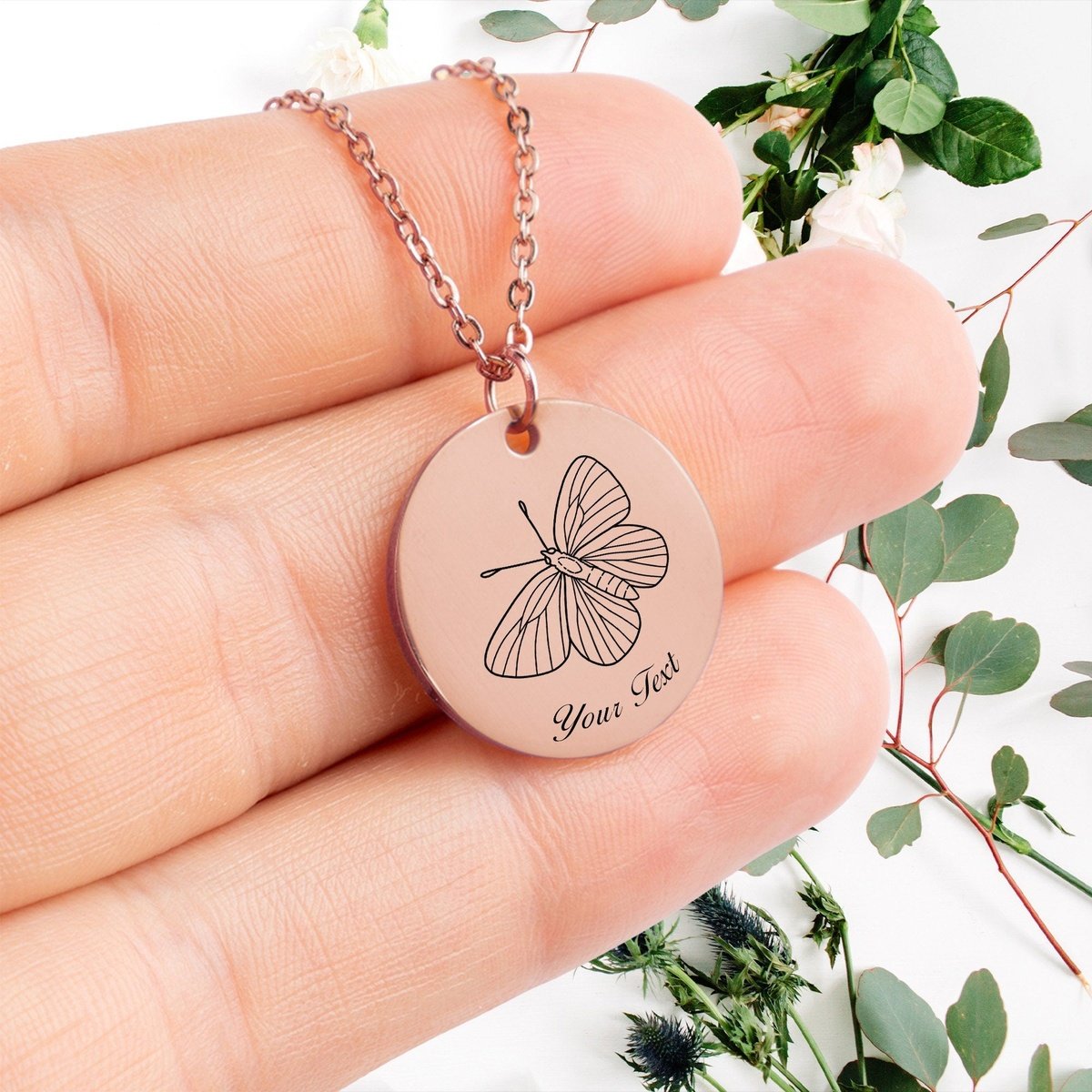 Butterfly 14k Gold Necklace, Your Name Necklace, Minimalist Necklace, Personalized Gift, Silver Necklace, Gift For Him Her
