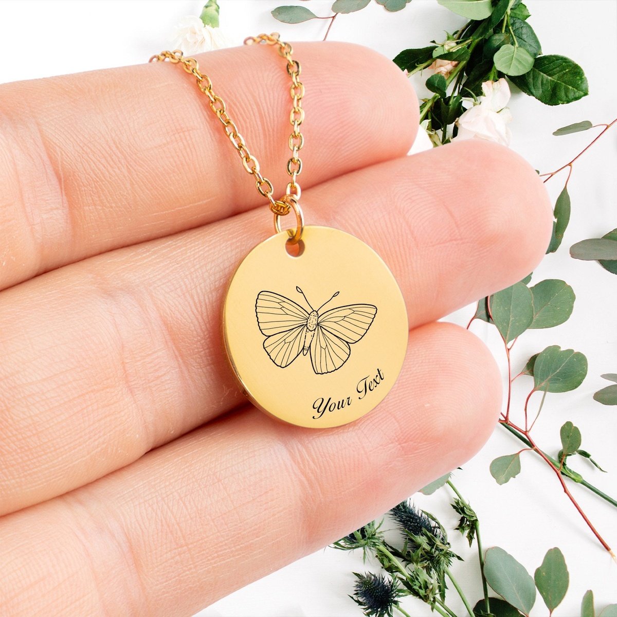 Butterfly 14k Gold Necklace, Your Name Necklace, Minimalist Necklace, Personalized Gift, Silver Necklace, Gift For Him Her