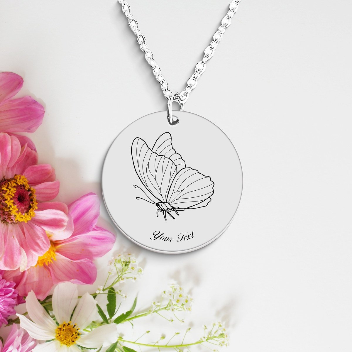 Butterfly Necklace, Your Name Necklace, Minimalist Necklace, Personalized Gift, Silver Necklace, Gift For Him Her