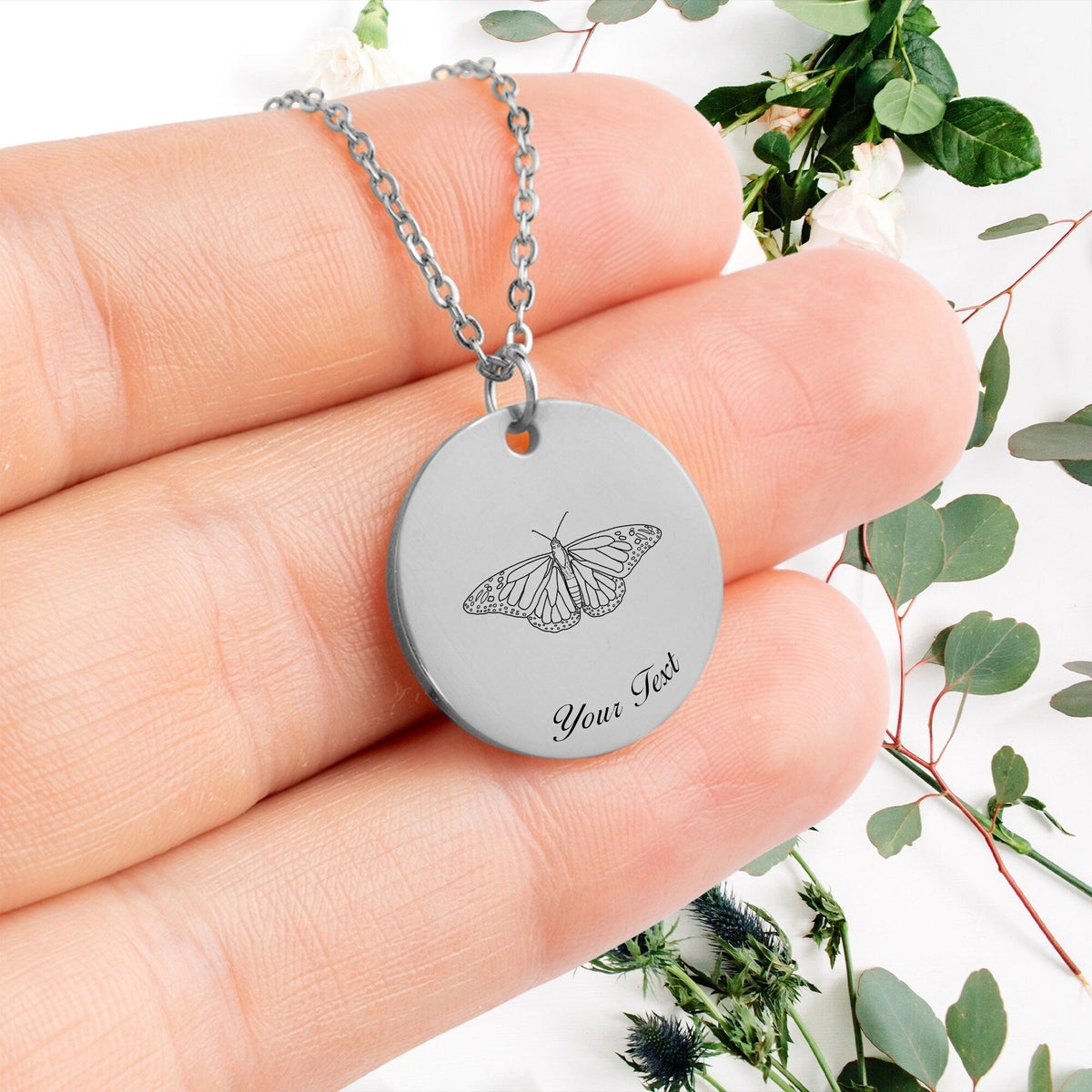 Butterfly Necklace, Your Name Necklace, Minimalist Necklace, Personalized Gift, Silver Necklace, Gift For Him Her