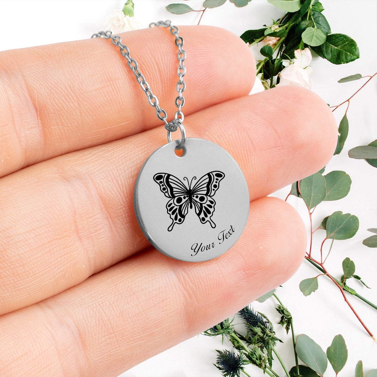 Butterfly Necklace, Your Name Necklace, Minimalist Necklace, Personalized Gift, Silver Necklace, Gift For Him Her