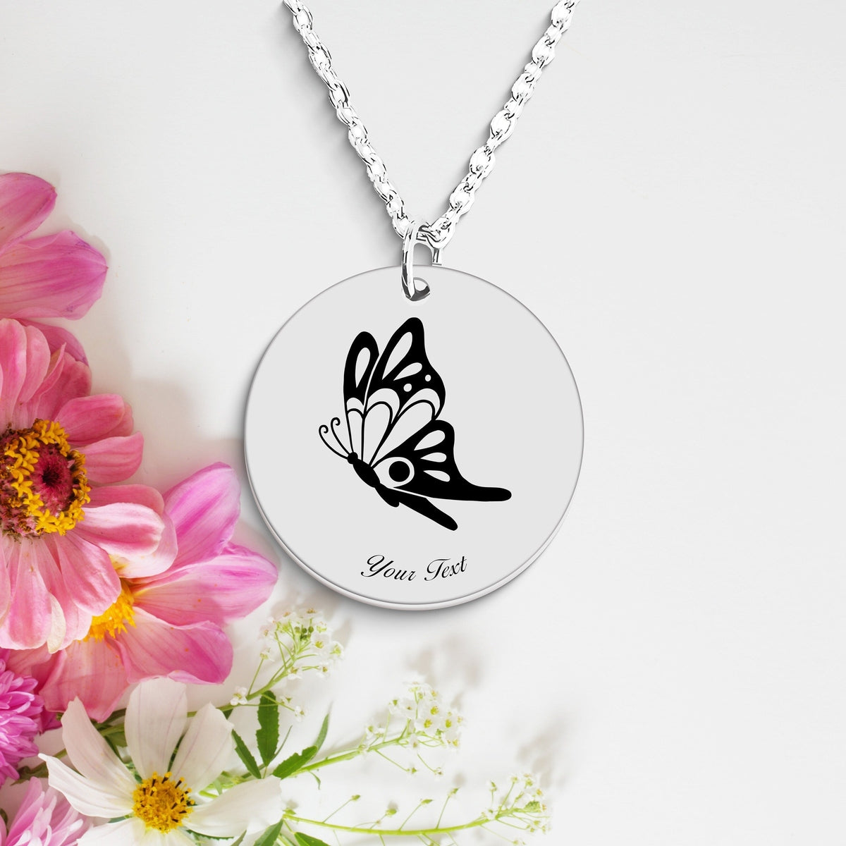 Butterfly Necklace, Your Name Necklace, Minimalist Necklace, Personalized Gift, Silver Necklace, Gift For Him Her