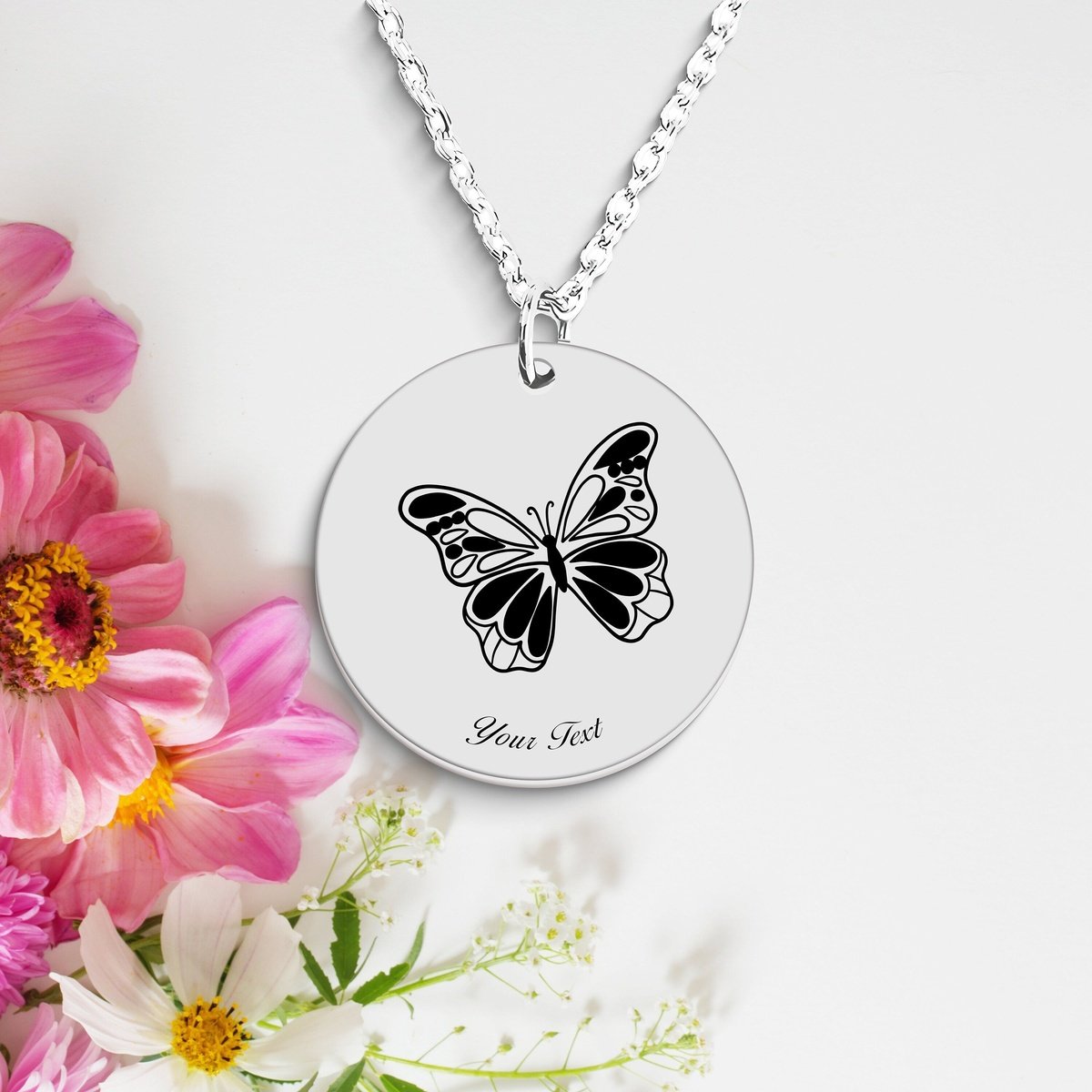 Butterfly Necklace, Your Name Necklace, Minimalist Necklace, Personalized Gift, Silver Necklace, Gift For Him Her