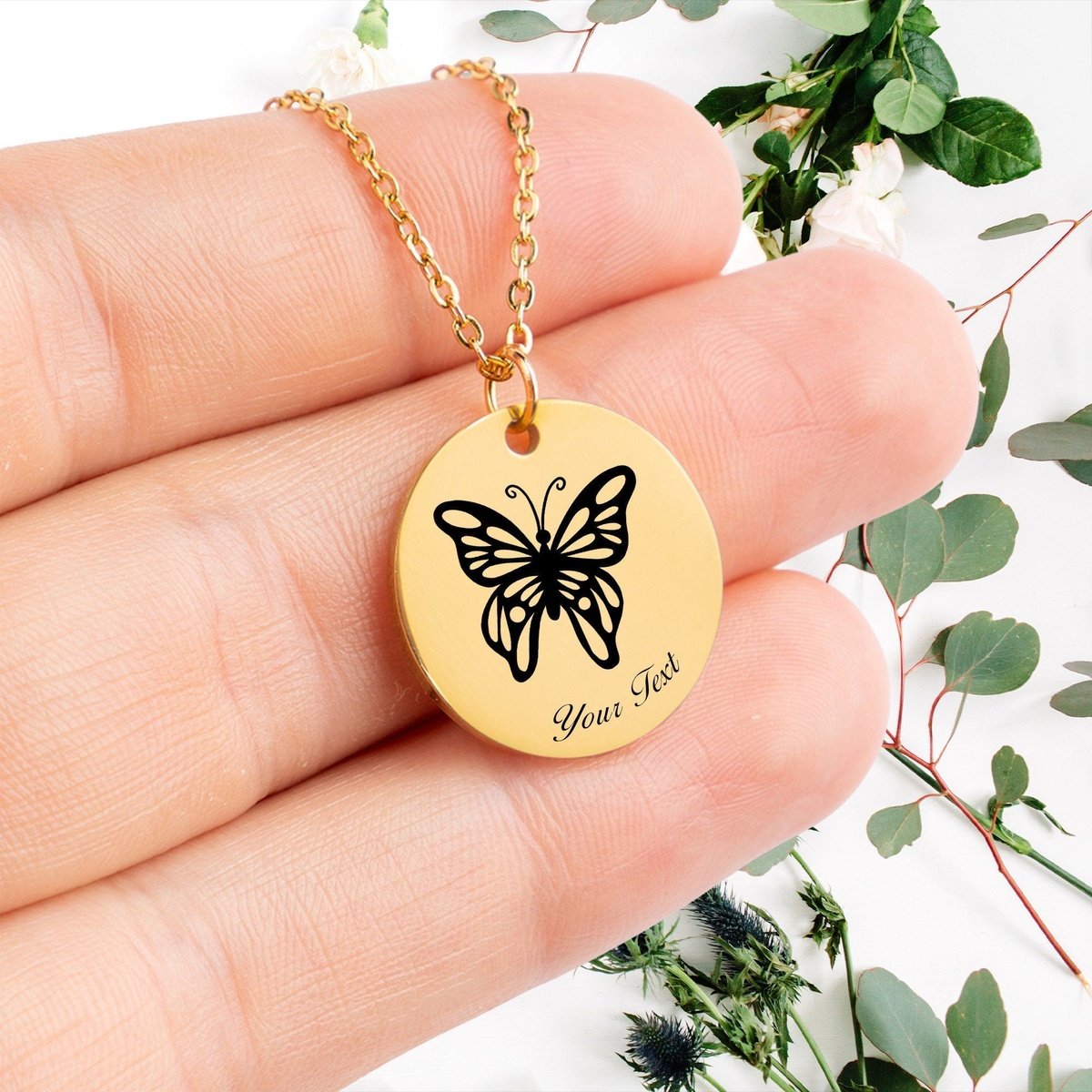 Butterfly Necklace, Your Name Necklace, Minimalist Necklace, Personalized Gift, Silver Necklace, Gift For Him Her