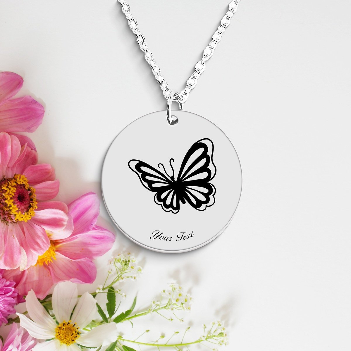 Butterfly Necklace, Your Name Necklace, Minimalist Necklace, Personalized Gift, Silver Necklace, Gift For Him Her