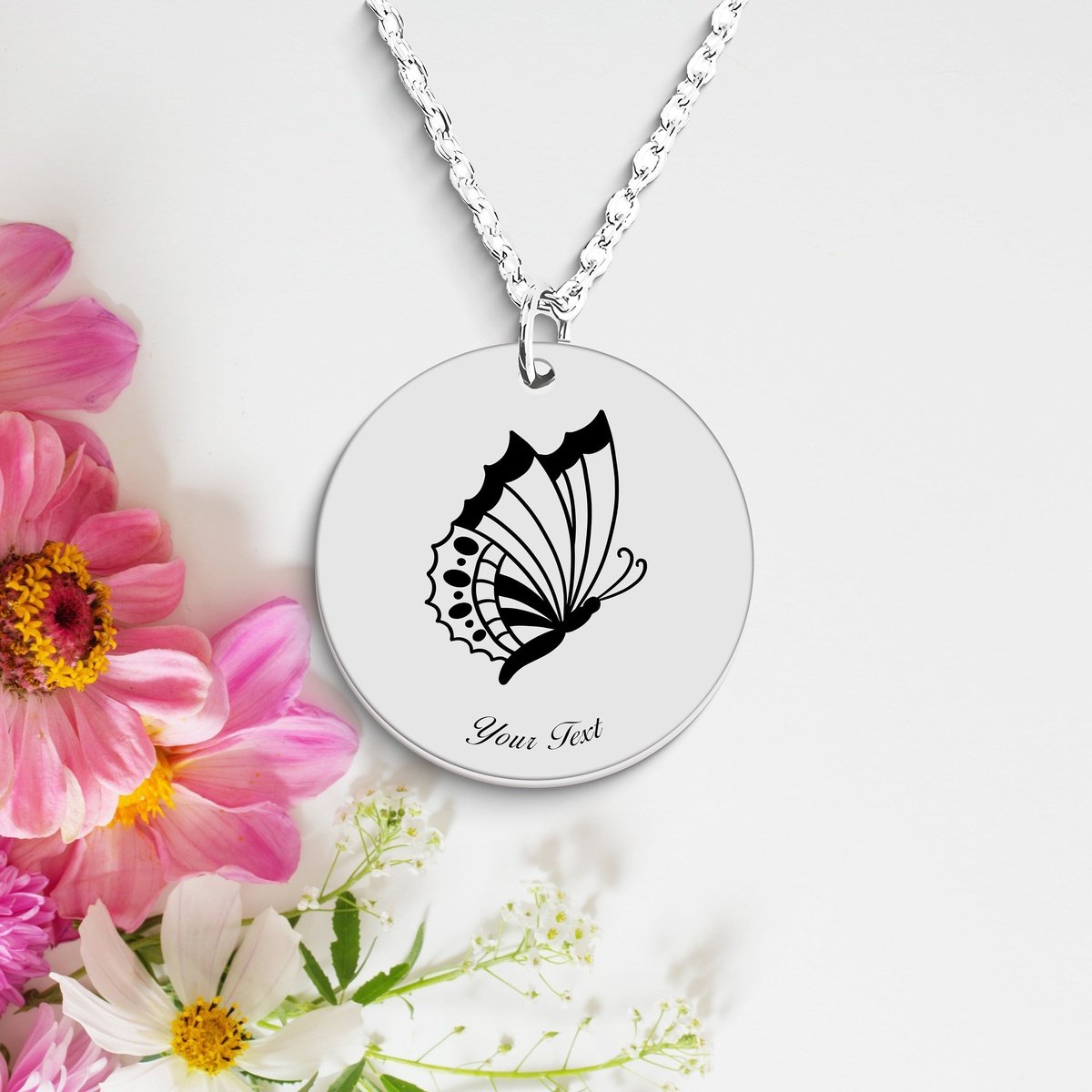 Butterfly Necklace, Your Name Necklace, Minimalist Necklace, Personalized Gift, Silver Necklace, Gift For Him Her