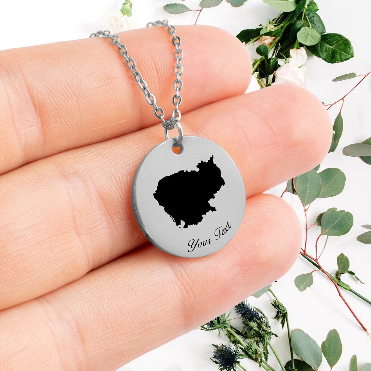 Cambodia Country Map Necklace, Your Name Necklace, Minimalist Necklace, Personalized Gift, Silver Necklace, Gift For Him Her