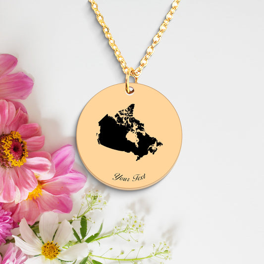 Canda Country Map Necklace, Your Name Necklace, Minimalist Necklace, Personalized Gift, Silver Necklace, Gift For Him Her
