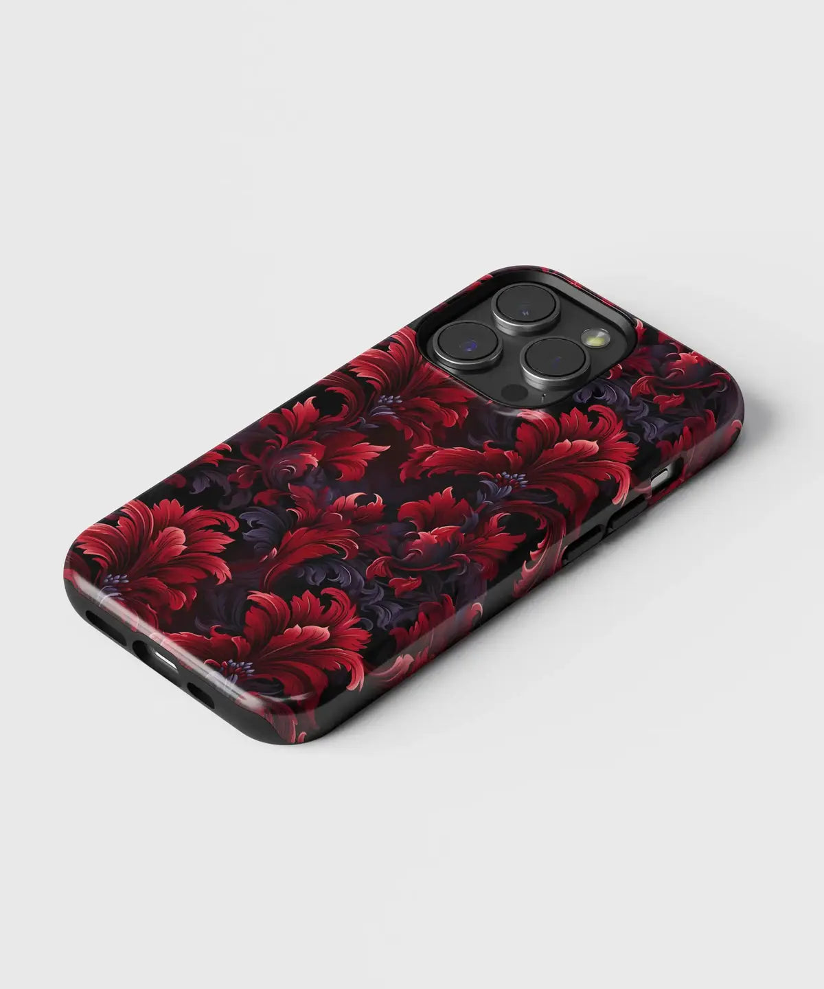 Carmine Canvas Painting with Red Floral Palette - iPhone Case-Tousphone