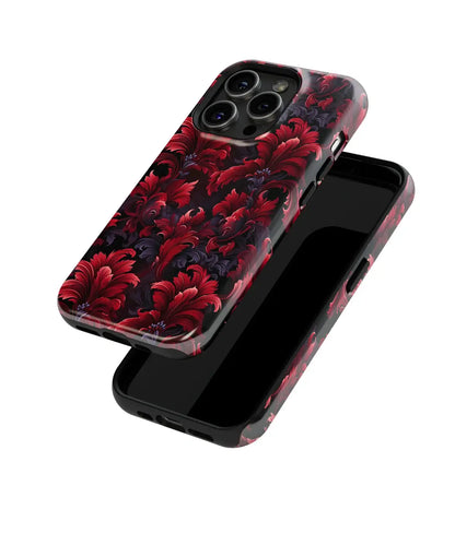 Carmine Canvas Painting with Red Floral Palette - iPhone Case-Tousphone