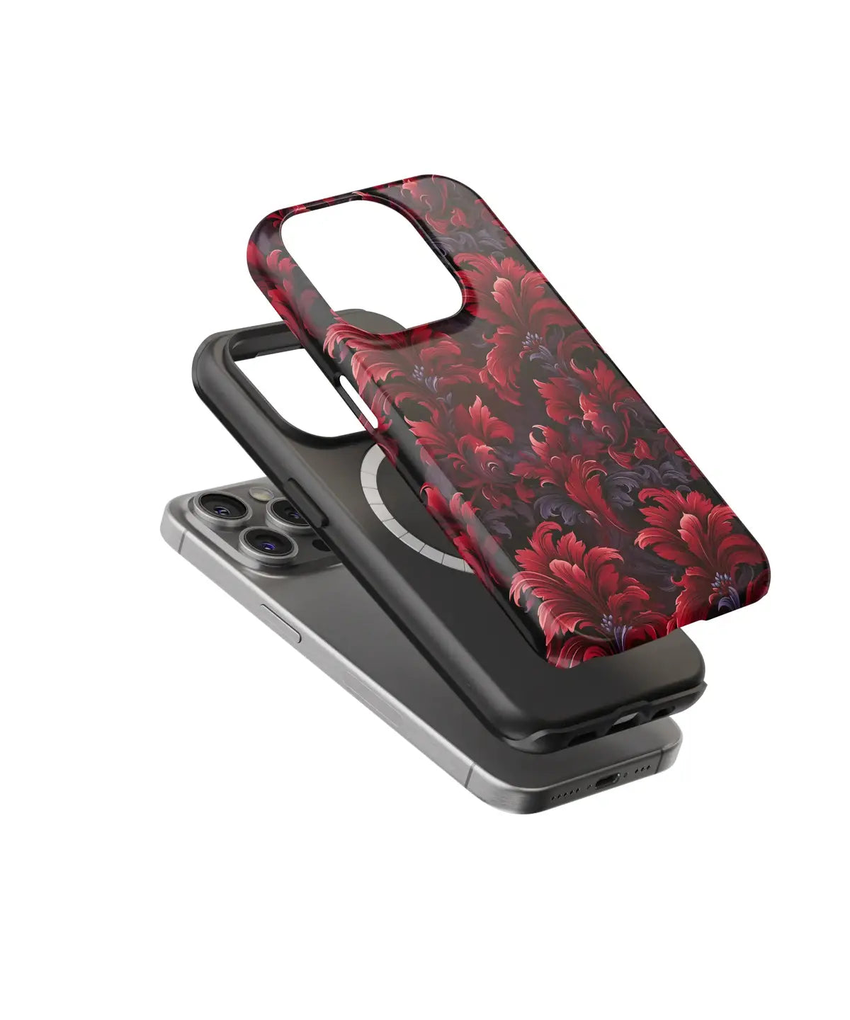 Carmine Canvas Painting with Red Floral Palette - iPhone Case-Tousphone