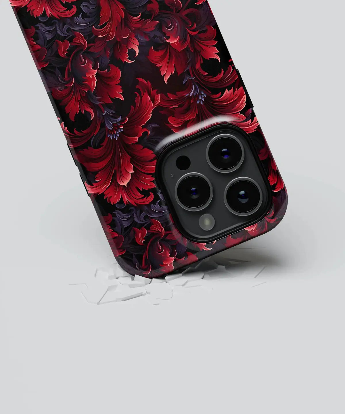 Carmine Canvas Painting with Red Floral Palette - iPhone Case-Tousphone