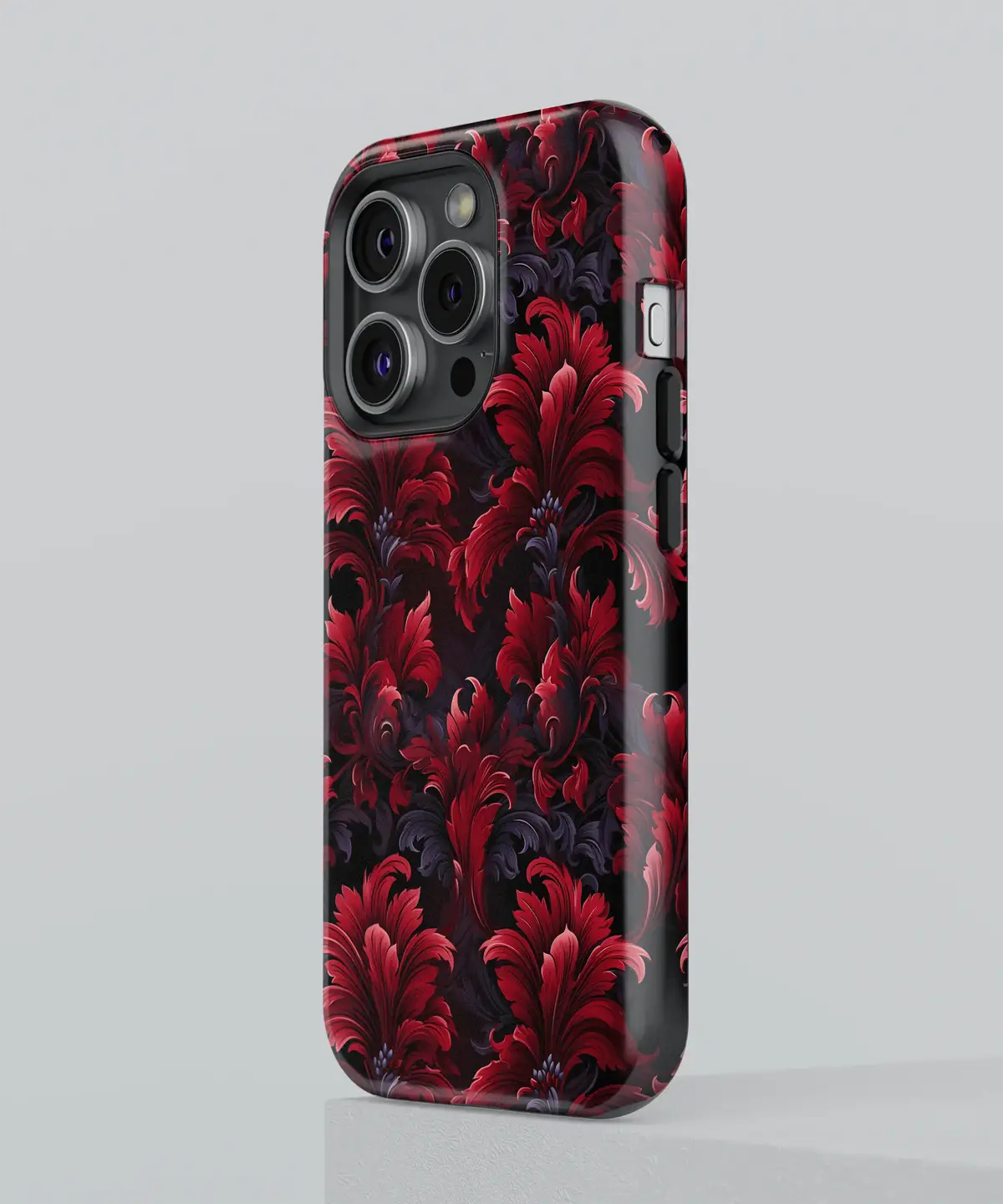 Carmine Canvas Painting with Red Floral Palette - iPhone Case-Tousphone