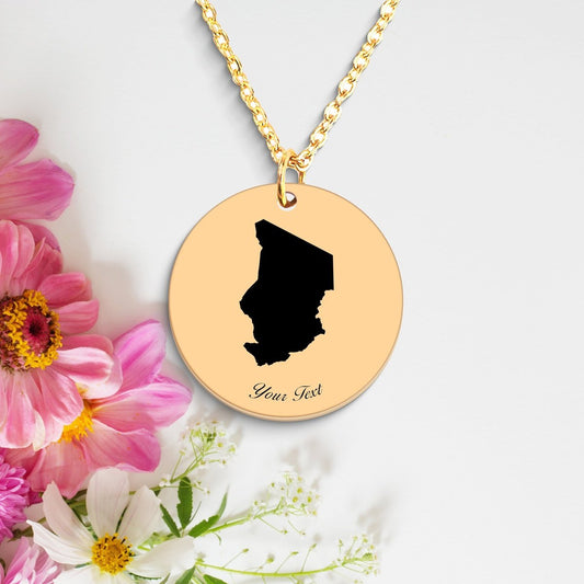 Chad Country Map Necklace, Your Name Necklace, Minimalist Necklace, Personalized Gift, Silver Necklace, Gift For Him Her