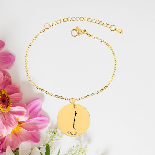 Chile Country Map Bracelet, Your Name Bracelet, Minimalist Bracelet, Personalized Gift, 14K Gold Bracelet, Gift For Him Her