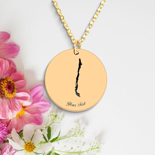 Chile Country Map Necklace, Your Name Necklace, Minimalist Necklace, Personalized Gift, Silver Necklace, Gift For Him Her