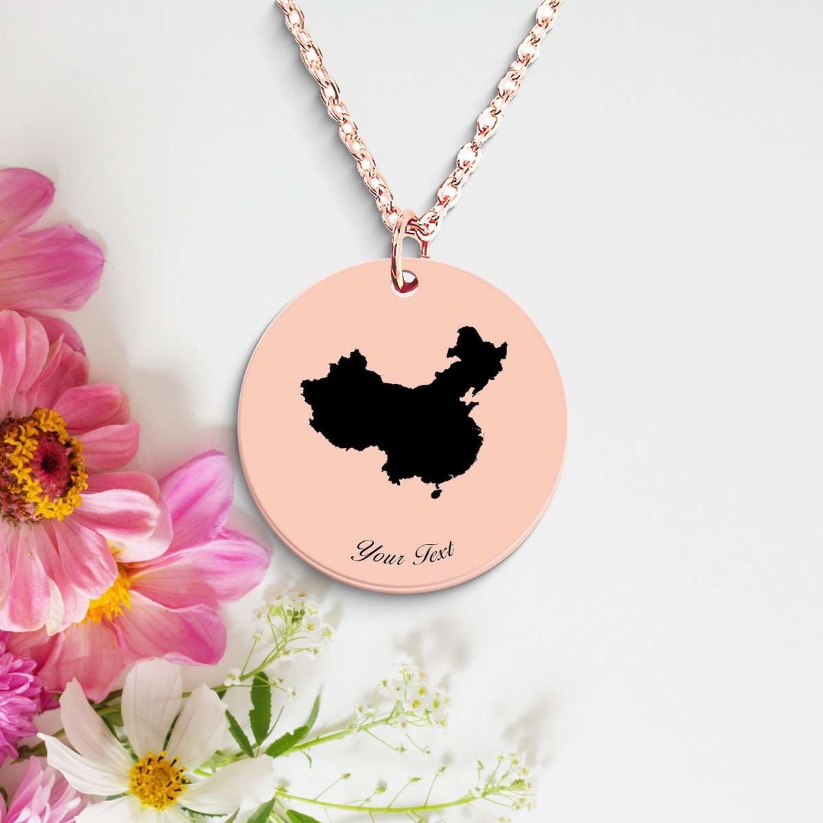 China Country Map Necklace, Your Name Necklace, Minimalist Necklace, Personalized Gift, Silver Necklace, Gift For Him Her
