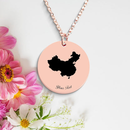 China Country Map Necklace, Your Name Necklace, Minimalist Necklace, Personalized Gift, Silver Necklace, Gift For Him Her