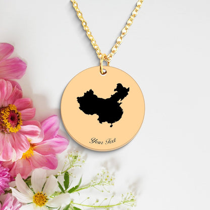 China Country Map Necklace, Your Name Necklace, Minimalist Necklace, Personalized Gift, Silver Necklace, Gift For Him Her