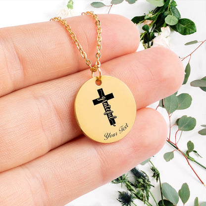 Christianity Engraved 14k Necklace, Your Name Necklace, Minimalist Necklace, Personalized Gift, Silver Necklace, Confirmation Gift