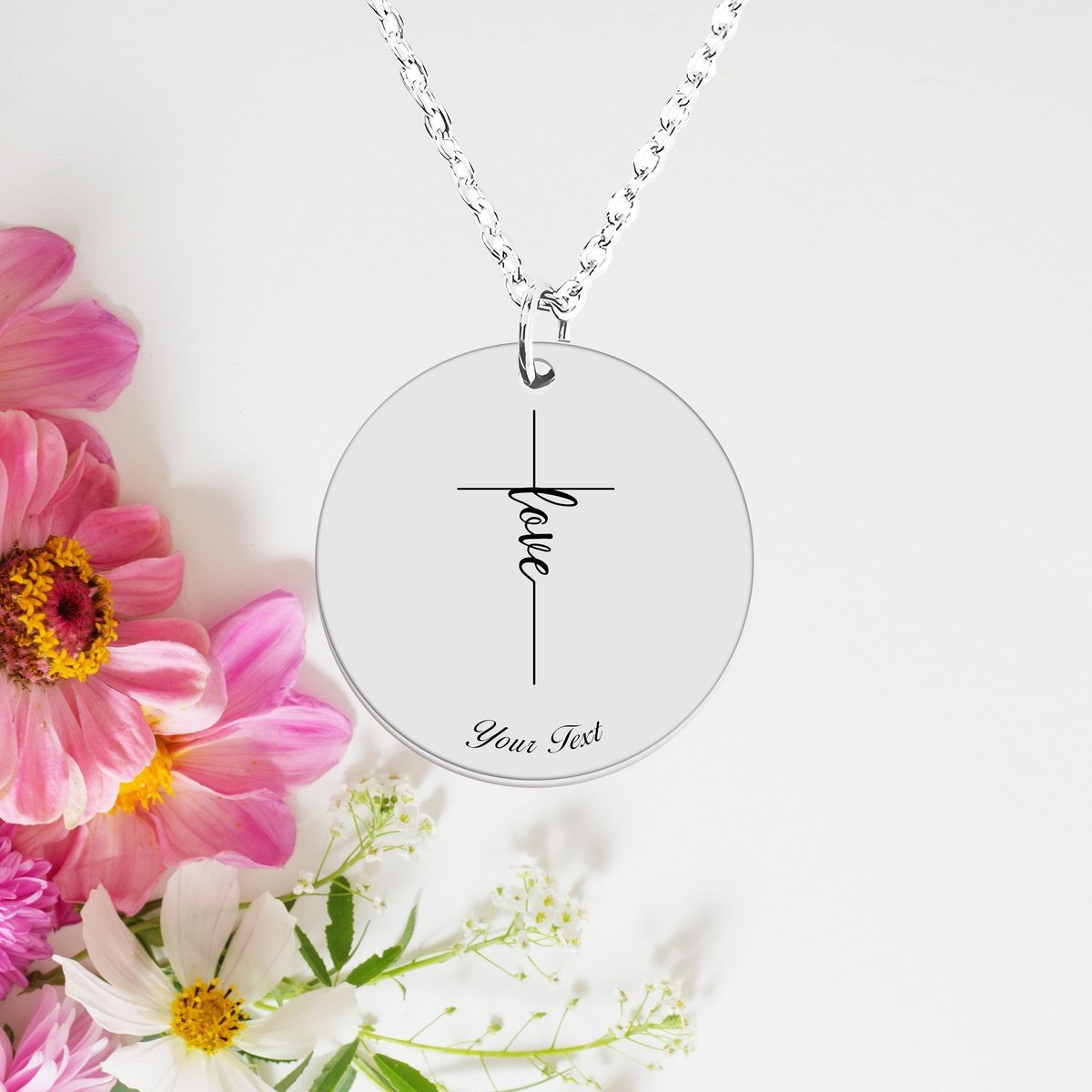 Christianity Engraved 14k Necklace, Your Name Necklace, Minimalist Necklace, Personalized Gift, Silver Necklace, Confirmation Gift