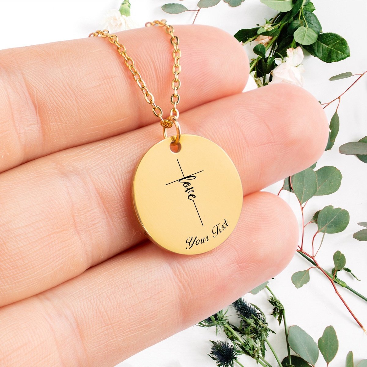 Christianity Engraved 14k Necklace, Your Name Necklace, Minimalist Necklace, Personalized Gift, Silver Necklace, Confirmation Gift