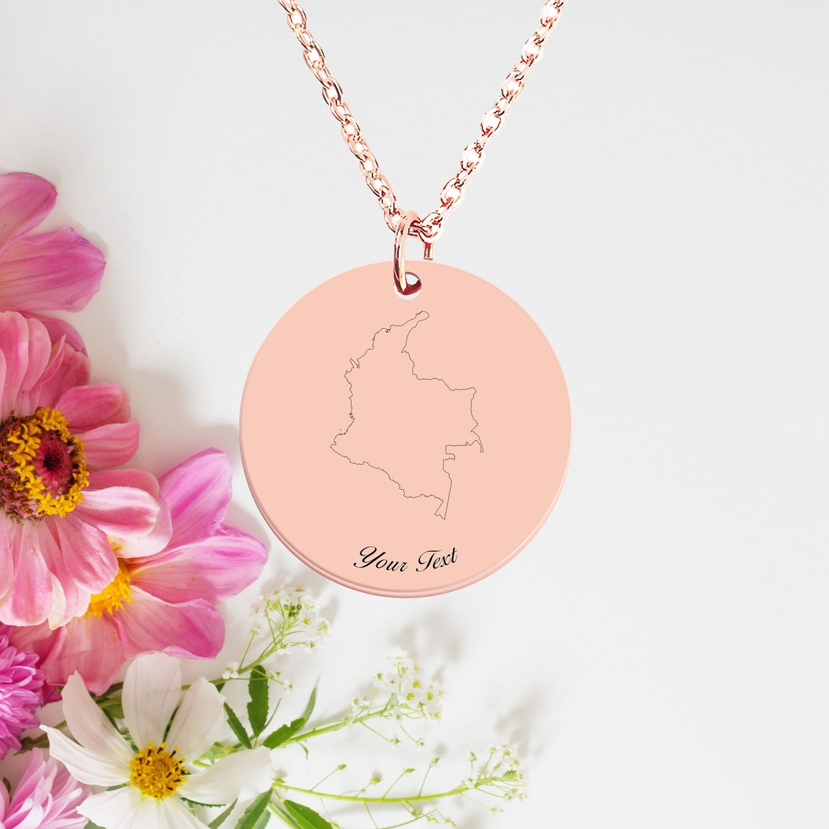 Colombia Country Map Necklace, Your Name Necklace, Minimalist Necklace, Personalized Gift, Silver Necklace, Gift For Him Her