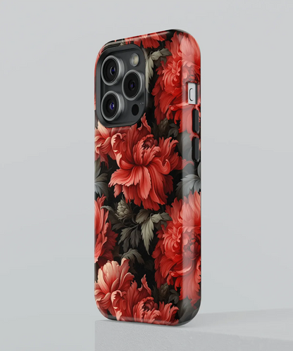 Crimson Blossoms A Red Floral Symphony - iPhone Case-Tousphone