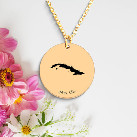 Cuba Country Map Necklace, Your Name Necklace, Minimalist Necklace, Personalized Gift, Silver Necklace, Gift For Him Her